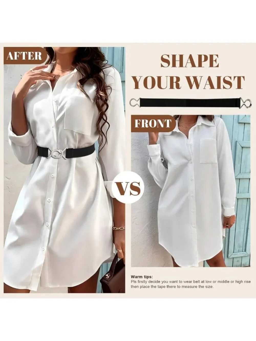 Women’s Skinny Elastic Waist Belt - Stretchy Thin Belt for Dresses & Jeans